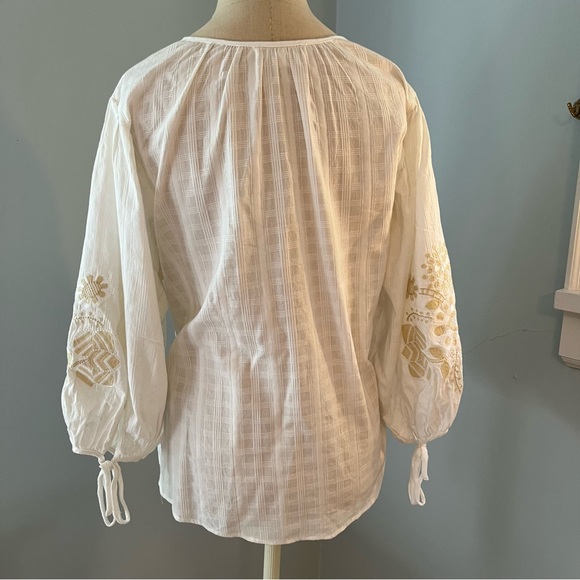 White Embroidered Peasant Blouse - Picture 4 of 9